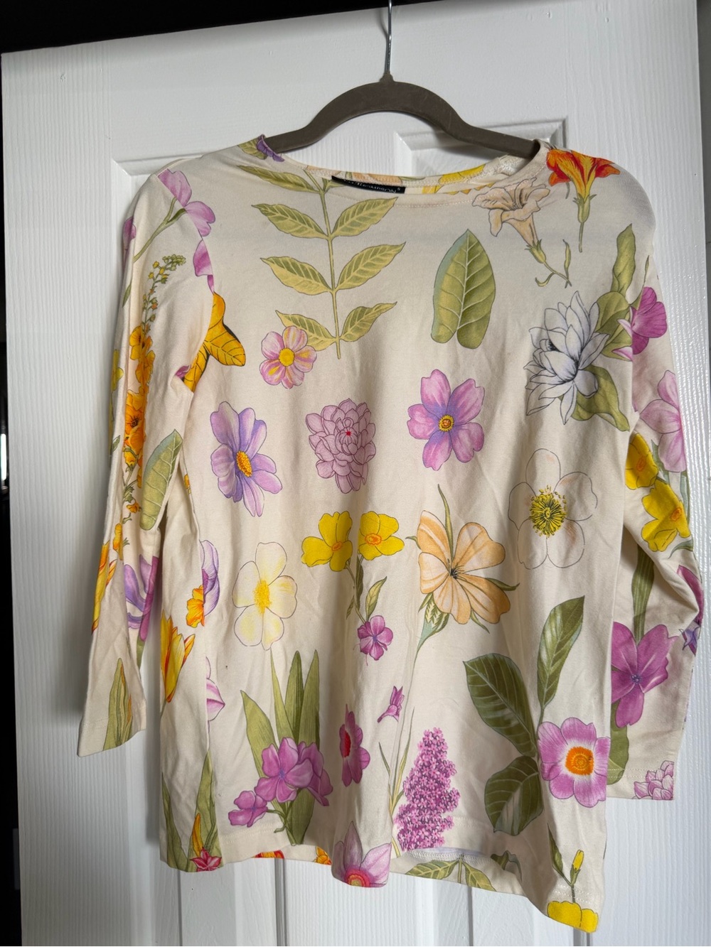 Thompson Floral Print Top in Cream, Green, Yellow, Pink